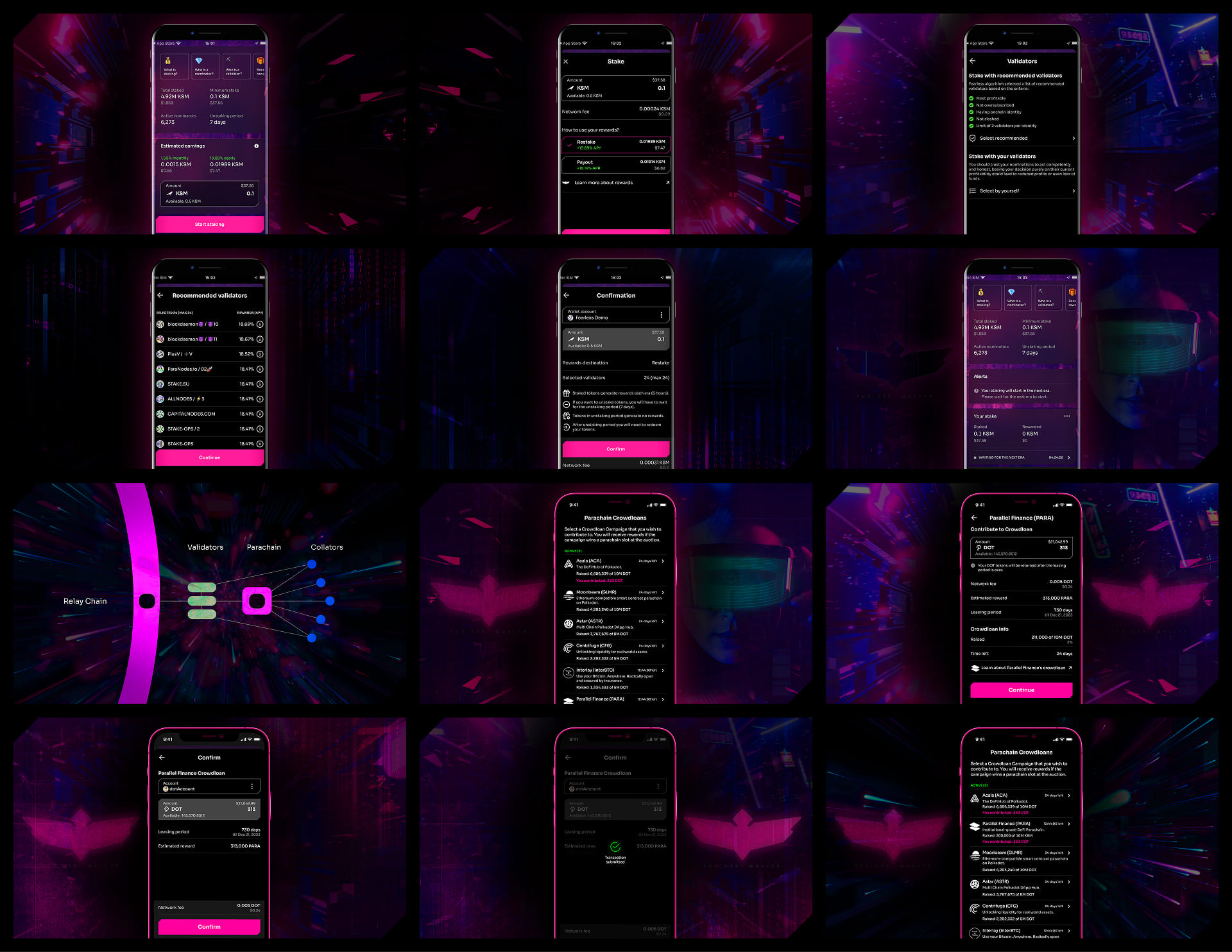Fearless Wallet staking and crowdloans UI