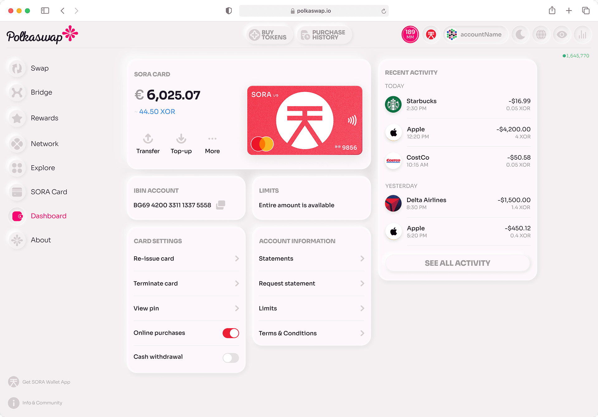 Polkaswap neumorphic UI