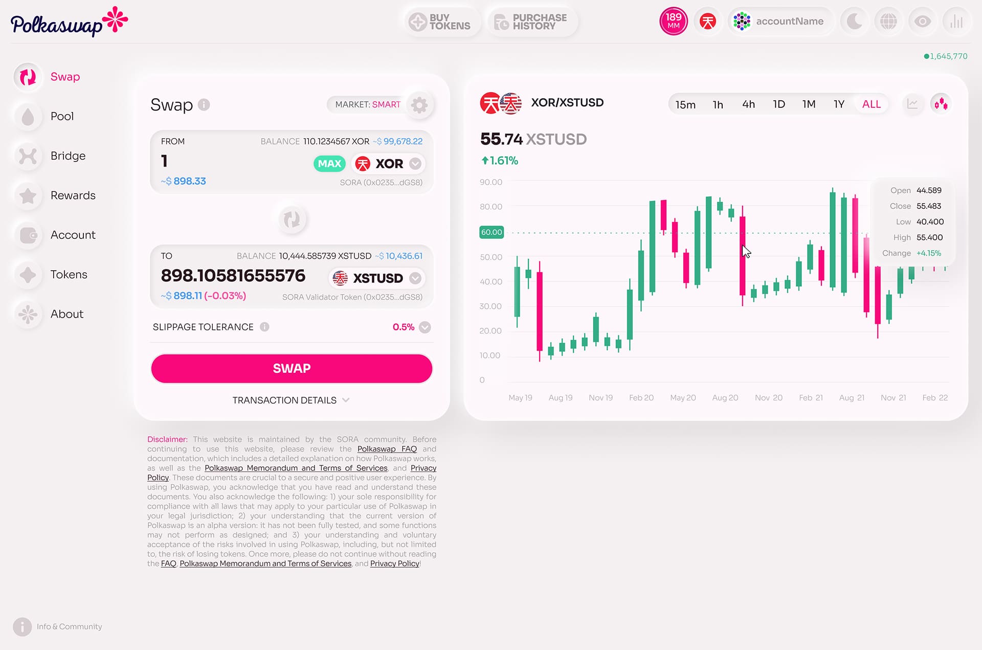 Polkaswap neumorphic UI
